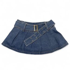 Charlotte Russe Blue Denim Skirt with Gold Buckle